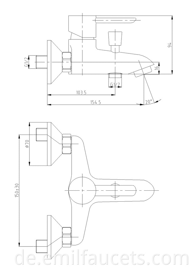 bathtub mixer tap with shower